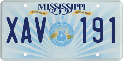 MS license plate XAV191