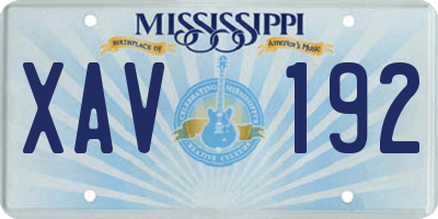 MS license plate XAV192