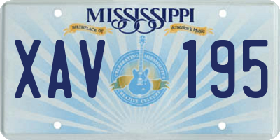 MS license plate XAV195