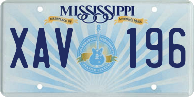 MS license plate XAV196