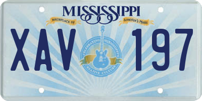 MS license plate XAV197