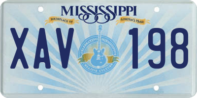 MS license plate XAV198