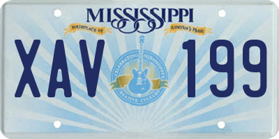 MS license plate XAV199