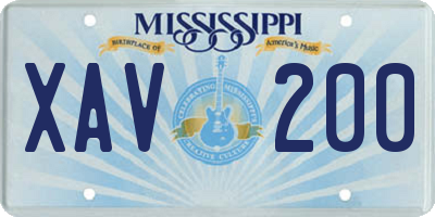 MS license plate XAV200