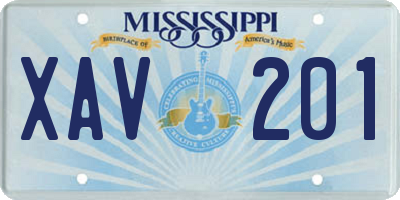 MS license plate XAV201