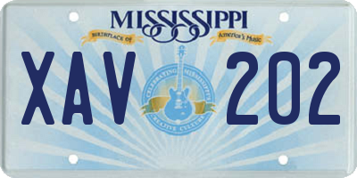 MS license plate XAV202