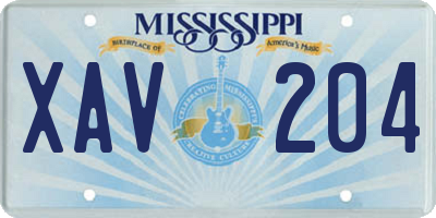 MS license plate XAV204