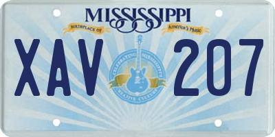 MS license plate XAV207