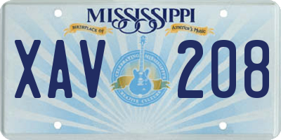 MS license plate XAV208