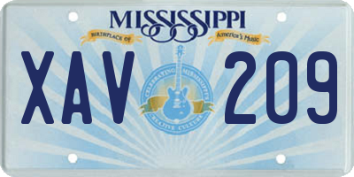 MS license plate XAV209
