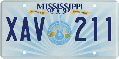 MS license plate XAV211