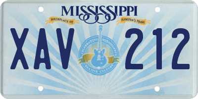 MS license plate XAV212