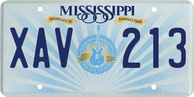 MS license plate XAV213