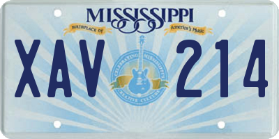 MS license plate XAV214