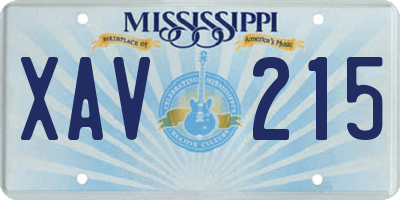 MS license plate XAV215