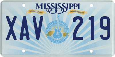 MS license plate XAV219