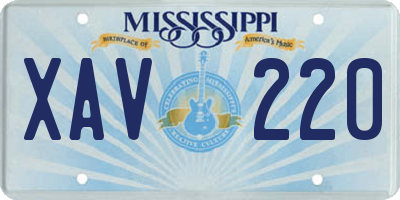 MS license plate XAV220