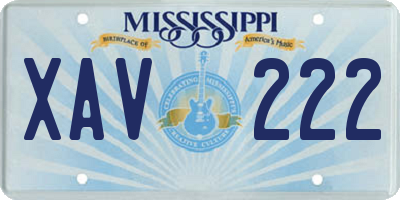 MS license plate XAV222