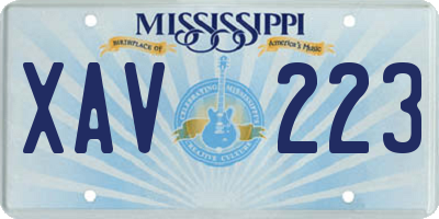 MS license plate XAV223