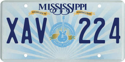 MS license plate XAV224