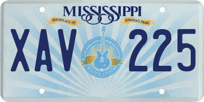 MS license plate XAV225