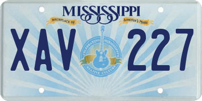 MS license plate XAV227