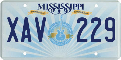 MS license plate XAV229
