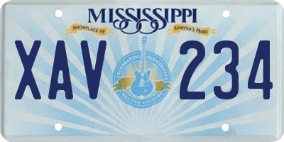 MS license plate XAV234
