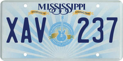 MS license plate XAV237
