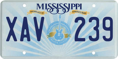 MS license plate XAV239