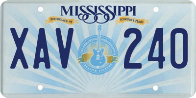 MS license plate XAV240