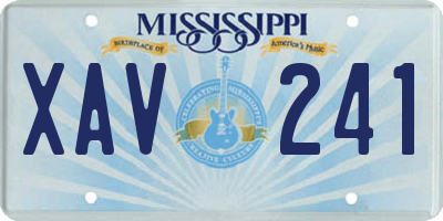 MS license plate XAV241