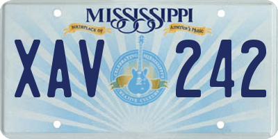 MS license plate XAV242