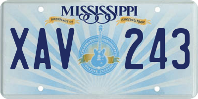 MS license plate XAV243