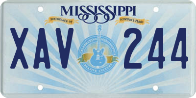 MS license plate XAV244