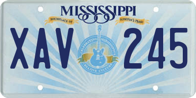 MS license plate XAV245