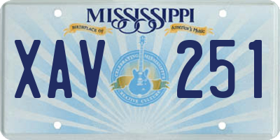 MS license plate XAV251