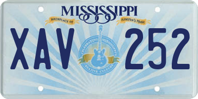 MS license plate XAV252