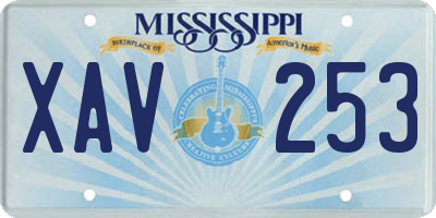 MS license plate XAV253