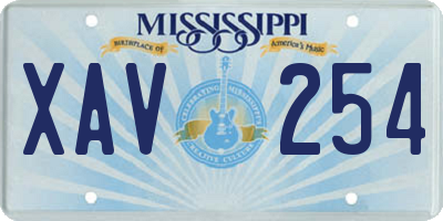 MS license plate XAV254