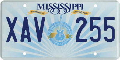 MS license plate XAV255