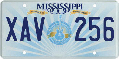 MS license plate XAV256