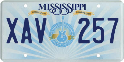 MS license plate XAV257