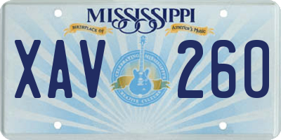 MS license plate XAV260