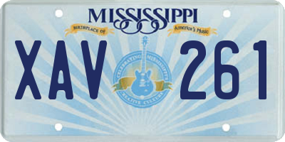 MS license plate XAV261