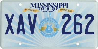 MS license plate XAV262