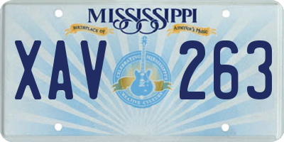 MS license plate XAV263