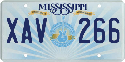 MS license plate XAV266