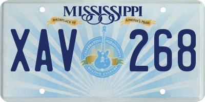 MS license plate XAV268