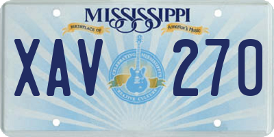 MS license plate XAV270